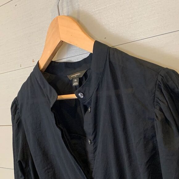 Banana Republic Black Button-Up cinched waist mini dress Womans size XL cotton - Picture 8 of 12